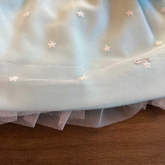 New Infant Baby Gilrs Long Sleeve Mint Tulle Star Embroidered Holiday Dress - Picture 4 of 5